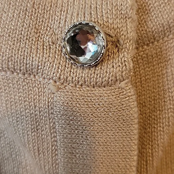 Tan Button-Up Cardigan With Beautiful Buttons - Picture 2 of 3